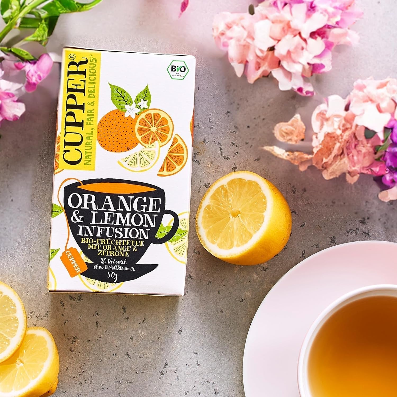 CUPPER Thé aux Fruits Bio "Infusion Orange & Citron", 20 sachets de thé non blanchis, bio, commerce équitable