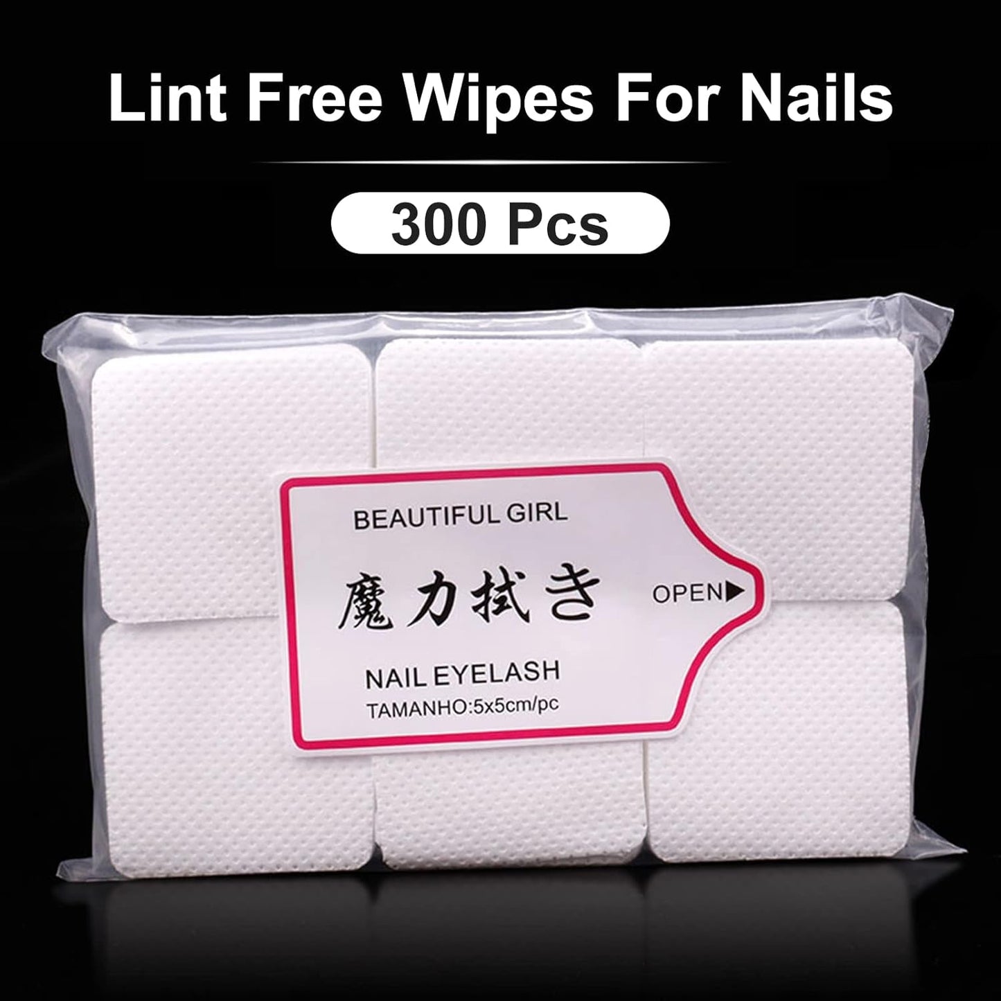 Qufiiry 300 Stück Fusselfreie Nageltücher, Lingettes pour ongles non pelucheuses, Fusselfrei Nagel Wattepads, Nagel Wischtücher Für Cleaner Gelnägel Nagellackentferner Wattepads Nail Wipes Pads