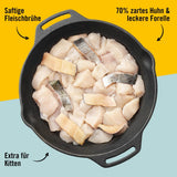 Dogs'n Tiger Schlemmermenü Glückskind, Nassfutter für Kätzchen, saftiges Hun und Forelle - sans Getreide, Zuckerzusatz, künstliche Konservierungsstoffe, optimale Verträglichkeit, 12x 200g