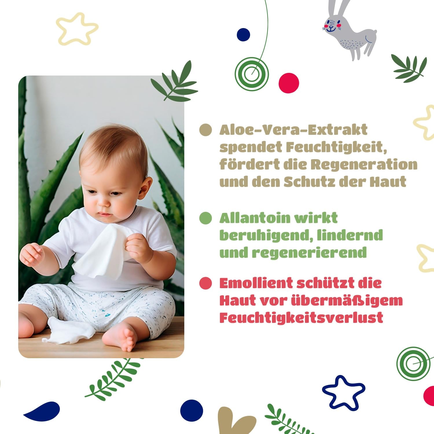 Lingettes humides Kindii Natural Balance pour bébés – (1 x 60 pcs.) Lingettes humides pour bébés et enfants – Protectrices, Aloe Vera, Parfum délicat – 60 pcs.