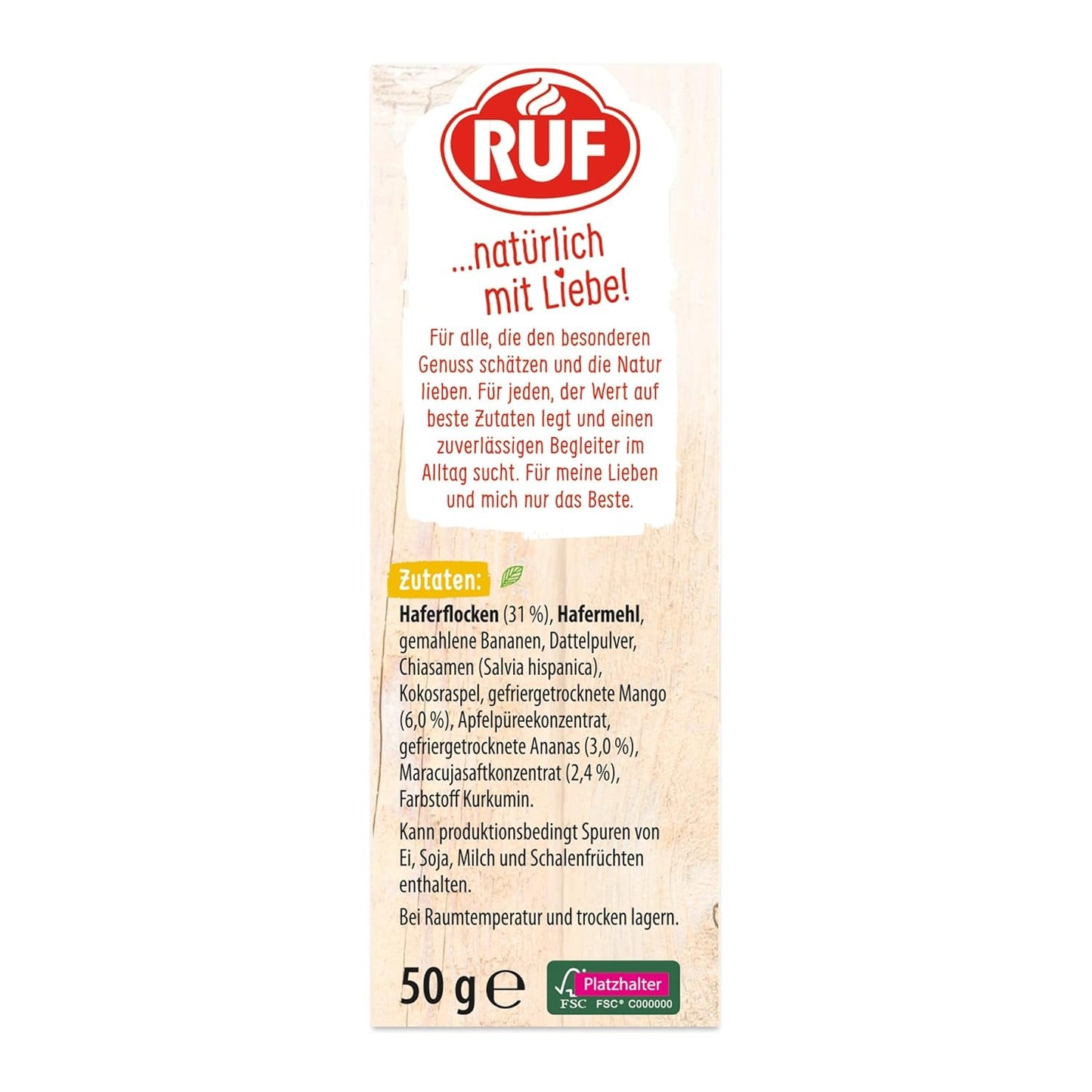 RUF Smoothie Bowl Tropilicious Mangue Passion Fruit Avoine Petit Déjeuner Snack Rapide et Facile Vegan 1 Sachet x 50g (Pack de 3)