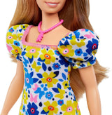 Barbie Fashionistas - développée avec la National Down Syndrome Society, cheveux blonds et tenue tendance avec une robe à fleurs et des baskets blanches, pour les enfants de 3 ans et plus, HJT05 Naty Shop Dolls