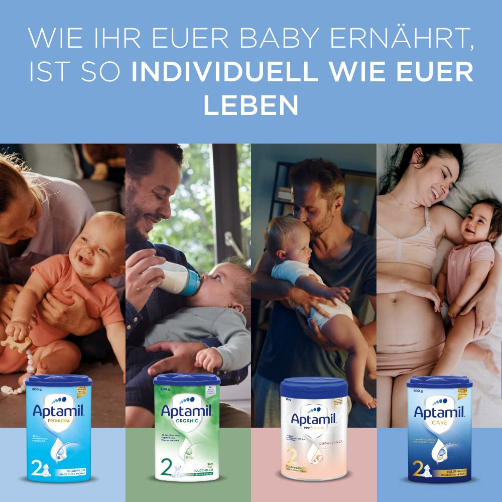 Aptamil Care 2 - Lait de suite après 6 mois, avec Oméga 3 et 6, DHA et ARA, sans huile de palme, nourriture pour bébé, lait en poudre, 1 x 800 g (pack de 3)