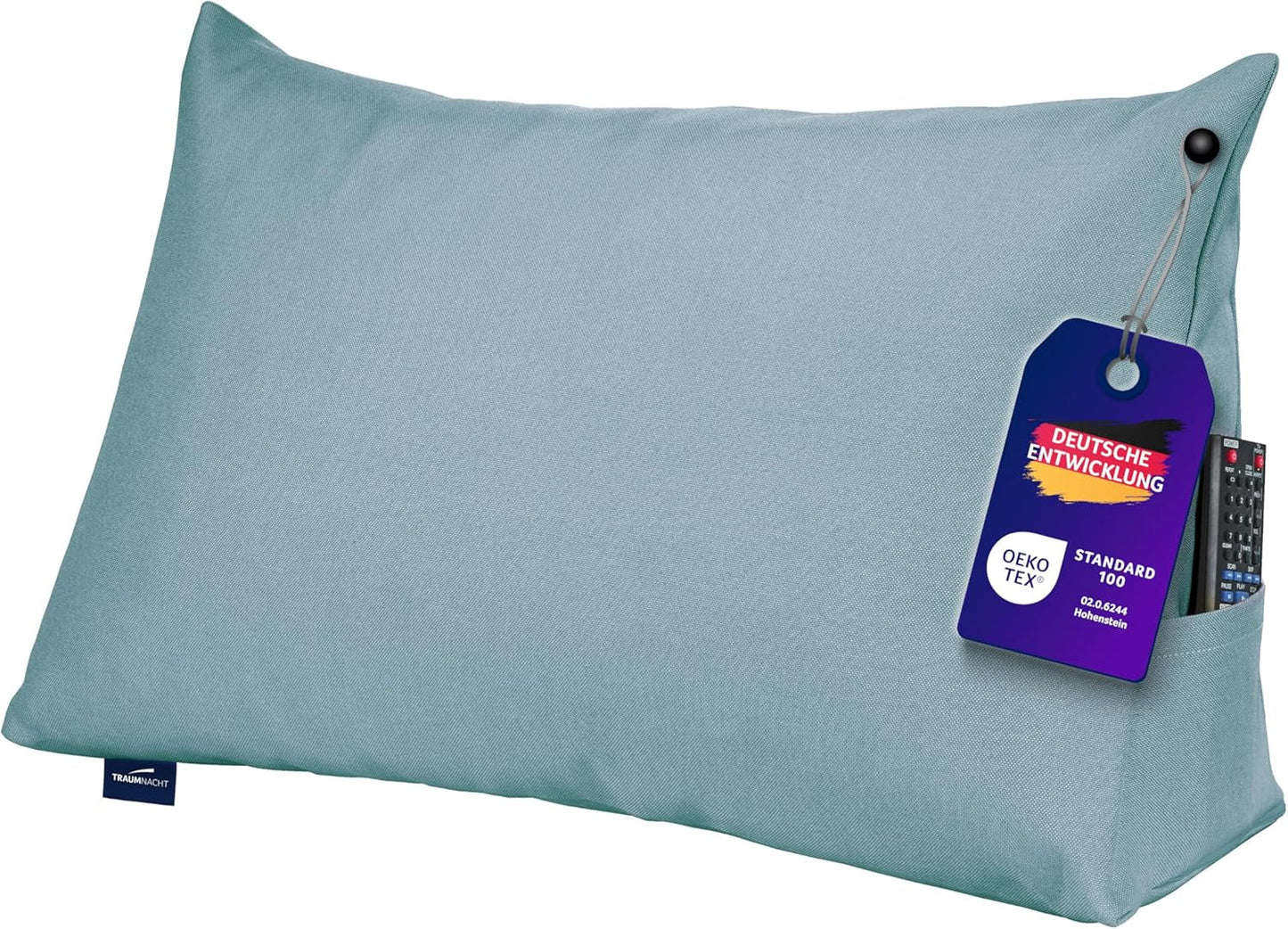 Coussin de lecture Traumnacht Cosy Back Cushion, 70 x 40 cm, gris foncé, housse amovible et lavable en 100 % polyester, poche latérale pratique, certifié Oeko-Tex, produit selon les normes de qualité allemandes.