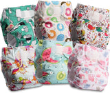 Couche réutilisable Littles and Bloomz FLV2-0602, fermeture à crochet et boucle standard, 6 couches