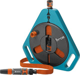 Tuyau plat roll-fix Gardena Original Classic 15 m : Boîte à tuyaux économique avec tuyau d'eau (Ø 12 mm dans la boîte), mécanisme de sécurité automatique, incl. buse de pulvérisation, avec dispositifs de raccordement (756-20)