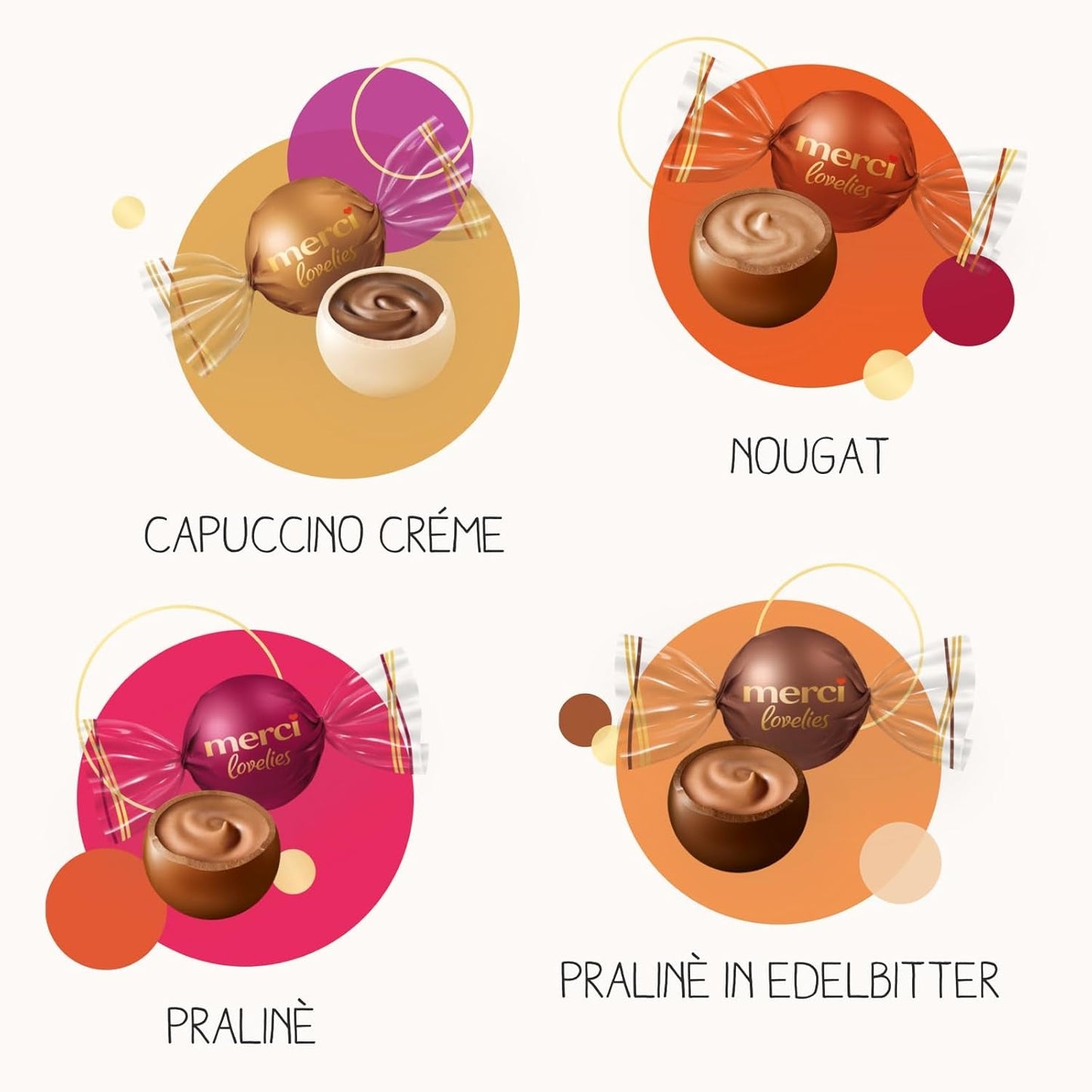 Merci Lovelies Creamy – 185 grammes – Mélange praliné avec spécialités de chocolat fourrées Naty Shop