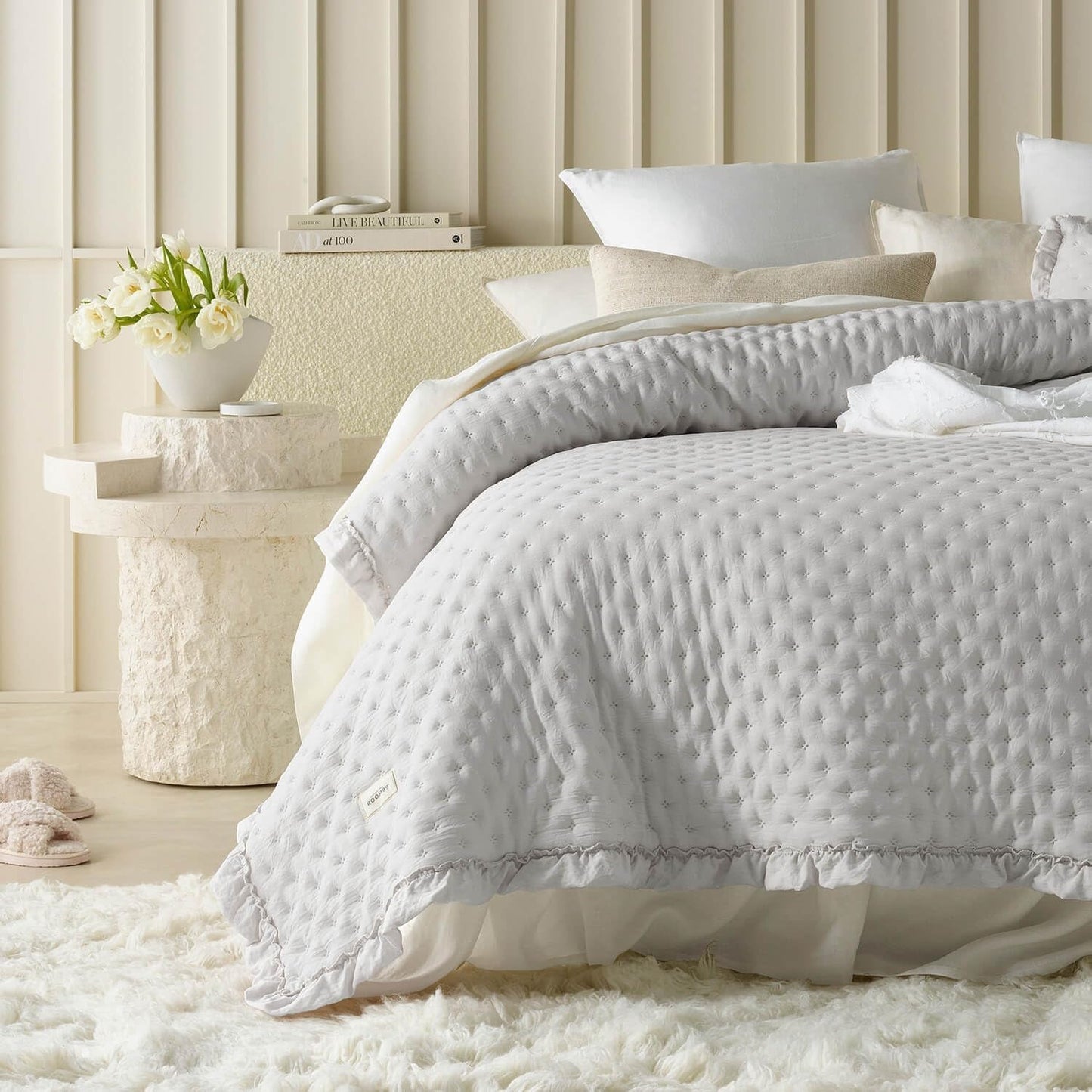 Molly Couvre-lit élégant en rose poudré 170 X 210 cm Couvre-lit polyvalent comme couvre-lit ou canapé Jeté pour lit et canapé Style couverture Idéal comme couvre-lit Lits et couvertures Besuche den ROOM99-Store Gris clair 240X260