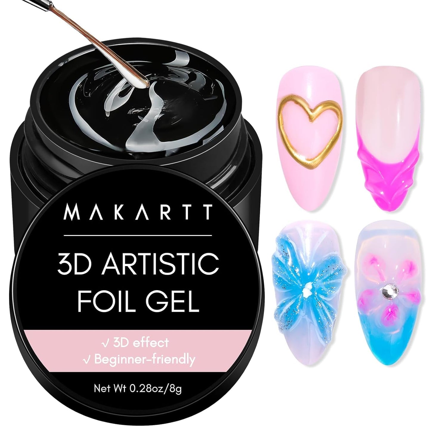 Makartt Gel 3D Nail Art – Gel de colle strass 15 g pour porte-clés à ongles, gel de sculpture d'ongles multifonctionnel pour la conception d'ongles à faire soi-même, sculpture d'ongles, modélisation d'ongles à la maison (transparent)
