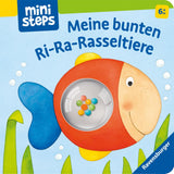 Mes animaux colorés avec clochettes Ri-Ra - livre avec clochettes pour bébé à partir de 6 mois, livre enfant, livre de jeu : à partir de 6 mois Jucarii Bebe Naty Shop