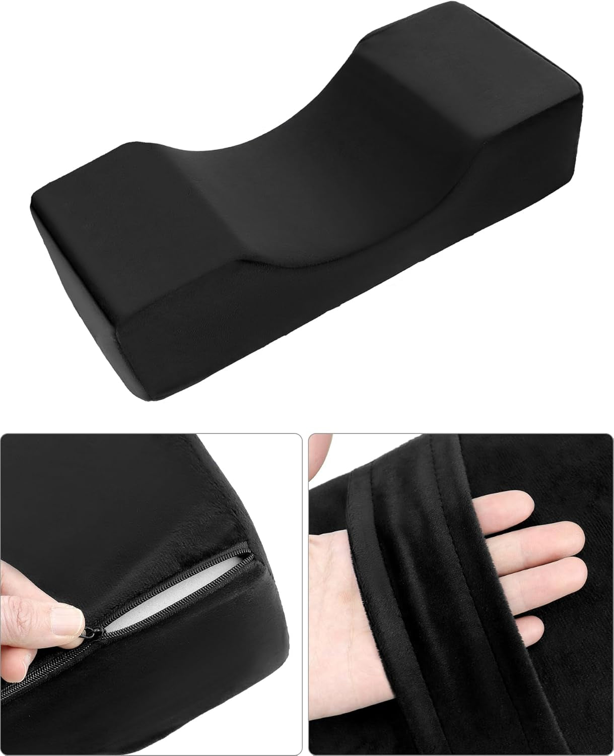 QWORK® Oreiller à cils, oreiller de maquillage de beauté en forme de U, oreiller ergonomique pour allonger les cils, oreiller à cils en mousse à mémoire de forme pour salon de beauté à usage domestique (noir) Oreillers orthopédiques cervicaux Naty Shop
