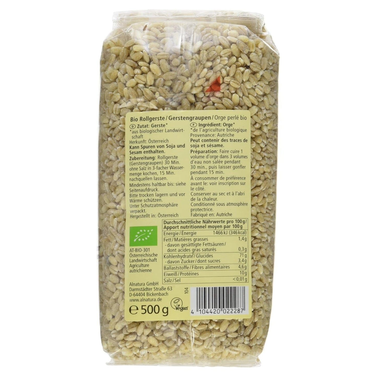 Orge perlé biologique, orge perlé, 500g