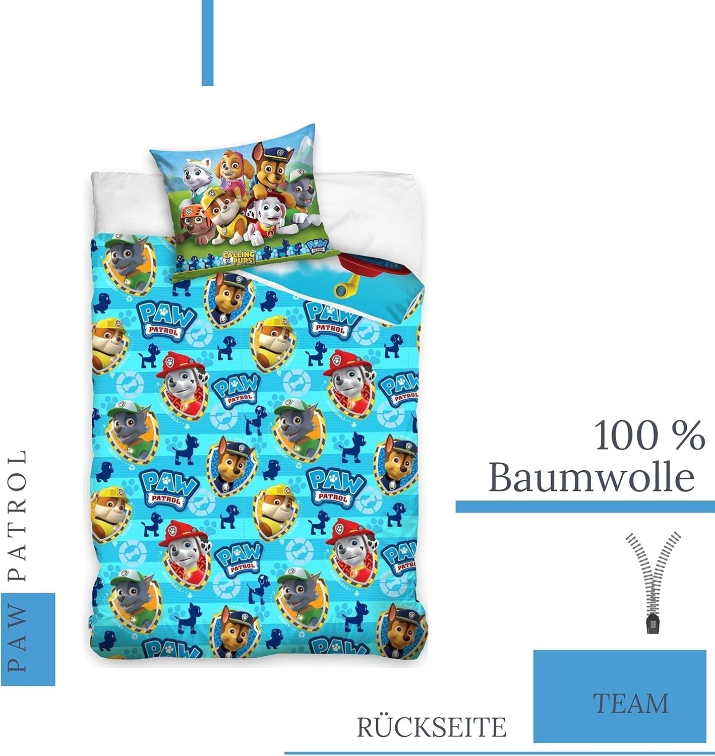 Tapis de couchage 100 x 135 40 x 60 en laine de bois · Compatible avec Paw Patrol Baby Kinderbettwäsche Für Mädchen Und Jungen · 2 Teilig · 1 tapis de couchage 40 x 60 + 1 tapis de couchage 100 x 135 cm Naty Shop