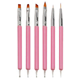6 pièces Double-Ende Nagel Pinsel, Nageldesign Pinsel, Double-Ende Nail Art Pinsel Kit Professionnel Maniküre Werkzeuge Kit (Noir)
