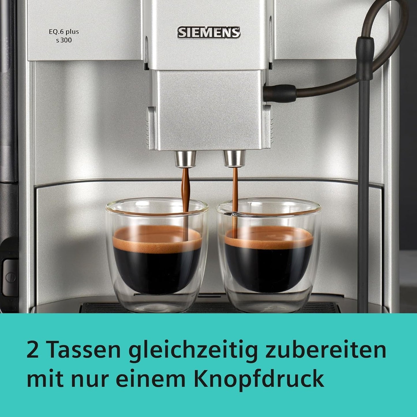 Machine à expresso automatique Siemens EQ.6 plus s300 TE653501DE, pour de nombreuses spécialités de café, mousseur à lait, moulin en céramique, double fonction café, anticalcaire, nettoyage vapeur automatique, 1500 W, argent