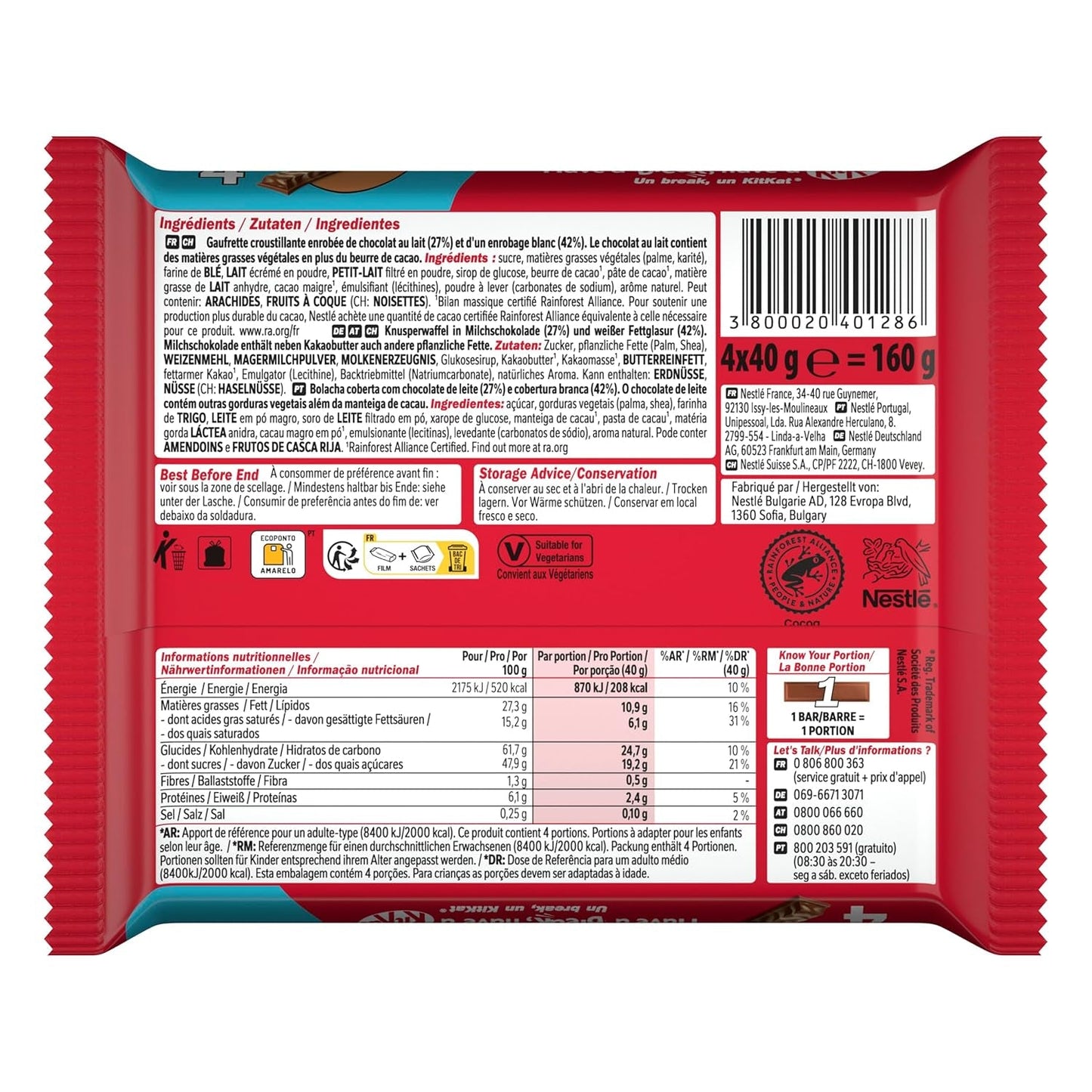 Nestlé Chunky Funky Gaufrette croustillante au chocolat au lait Multi Pack 2 Pack (4 x 40 g chacun)