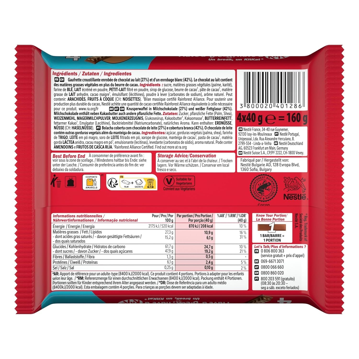 Nestlé Chunky Funky Gaufrette croustillante au chocolat au lait Multi Pack 2 Pack (4 x 40 g chacun)
