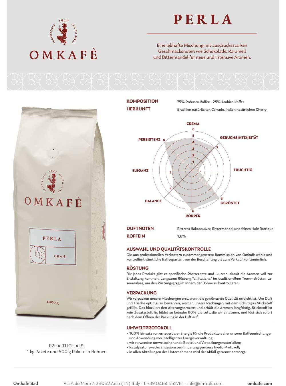 Nouveaux grains de café Perla | Le plaisir du café comme en Italie | Boulangerie familiale italienne, Poids : 3 x 1 kg