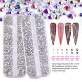 FITDON Ensemble de 3200 Pierres à Ongles Pierres AB en Verre Multiformes et Pierres AB à Paillettes de Diamant Transparent pour Décoration Nail Art Kits de Bricolage Bijoux Porte-clés Accessoires pour Ongles