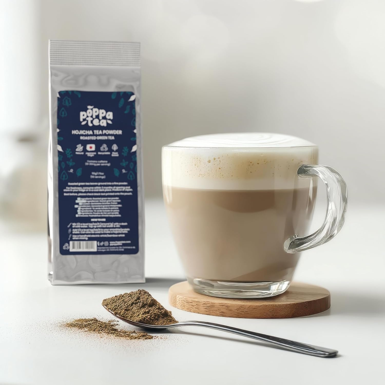 Poudre de thé Poppatea Hojicha - Thé vert torréfié (sachet de recharge de 50 g)