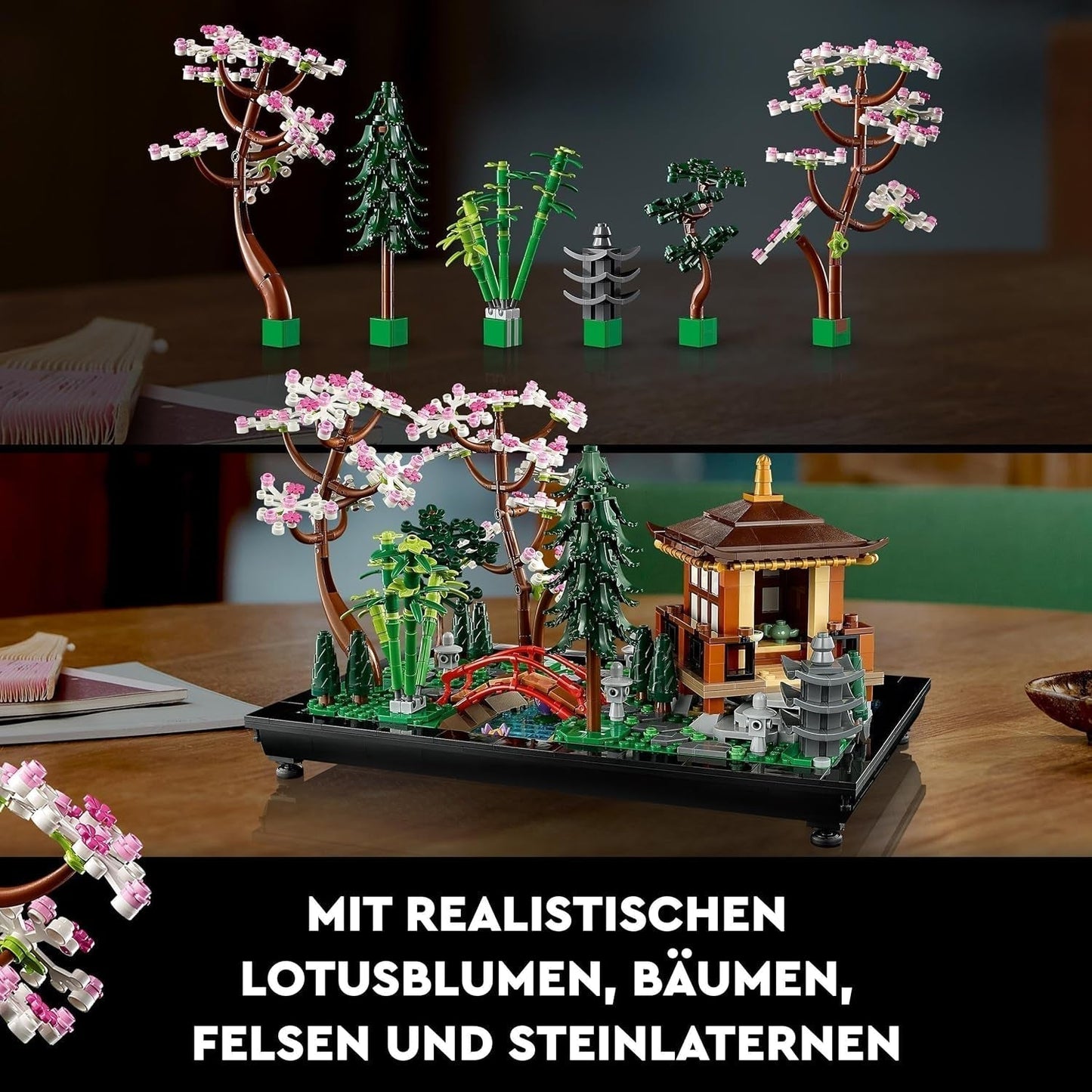 Lego Icons Garden Of Silence - Ensemble de jardin botanique zen pour adulte avec fleurs de lotus - Décoration de bureau d'inspiration japonaise personnalisable - Cadeau pour femme et homme 10315 Jeux de construction Besuche den LEGO-Store