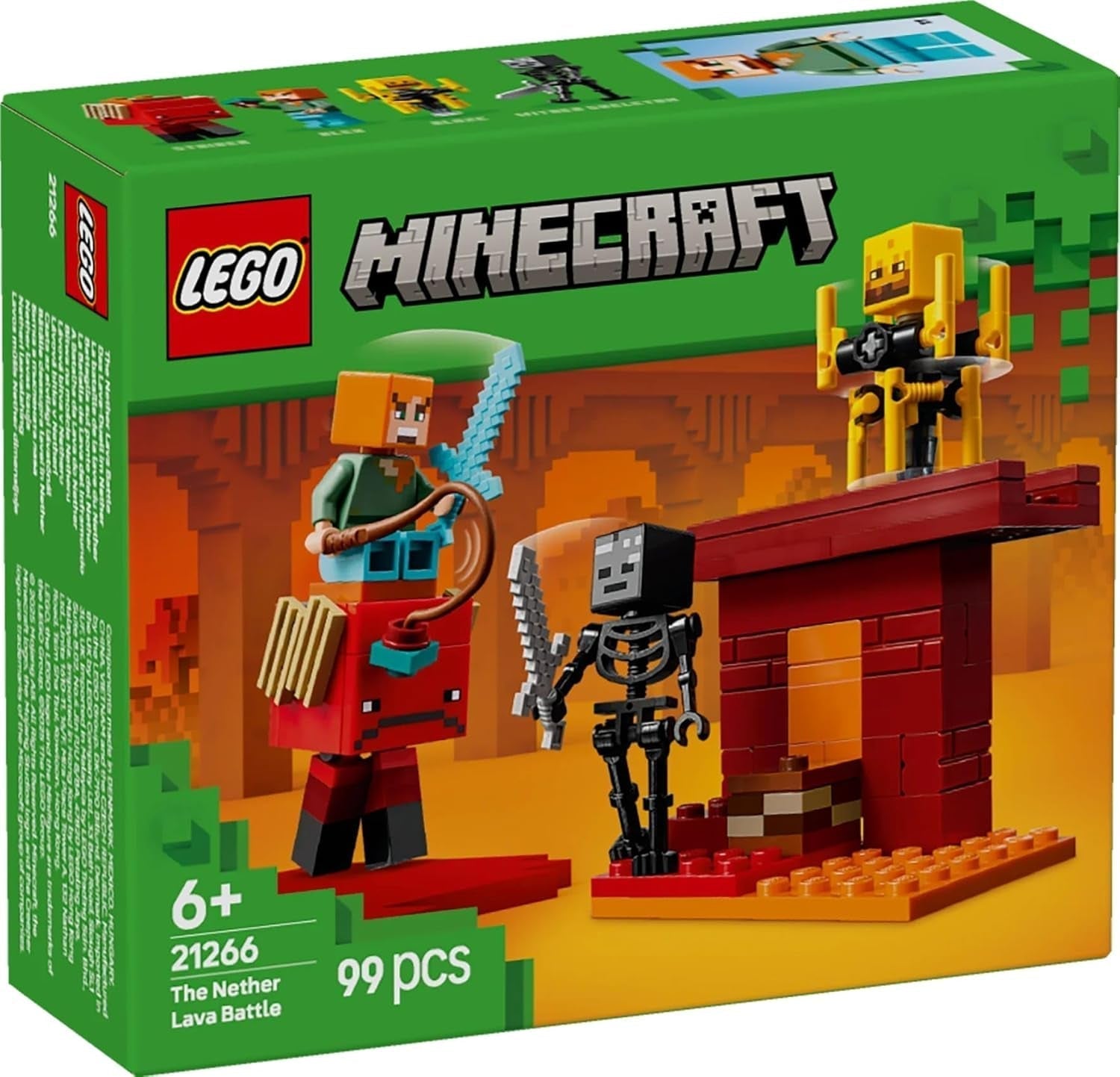 LEGO Minecraft Lava Duel of the Deep, jouet pour les fans de jeux vidéo, forteresse avec figurines dont Alex, Skeleton Wither, Lohe et Strider, cadeau pour filles et garçons de 6 ans 21266 Ensembles de construction Beuche den LEGO-Store