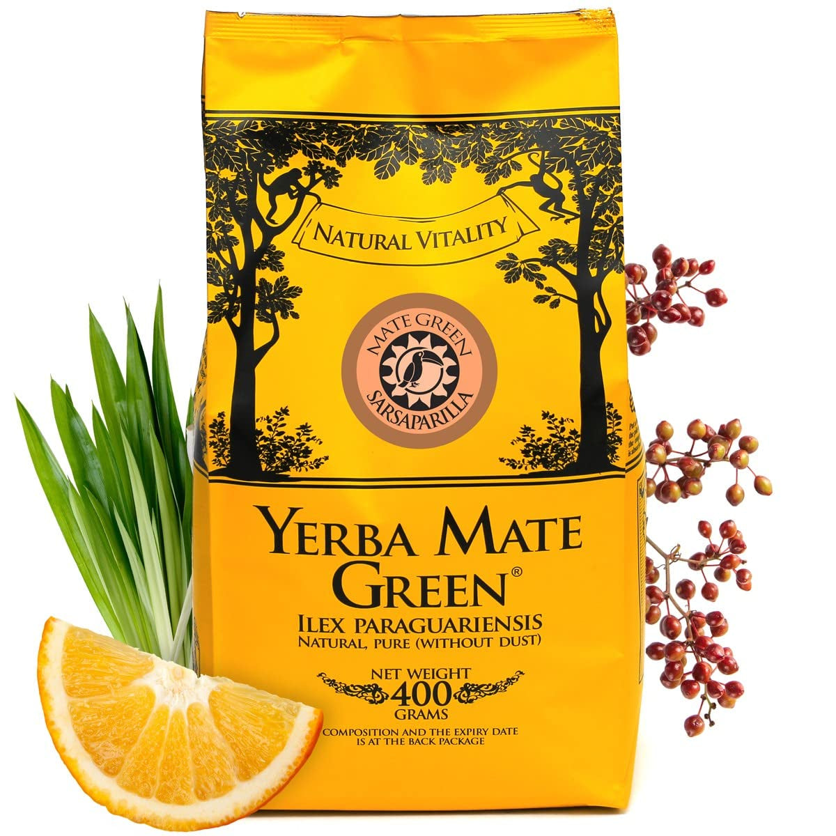 Yerba SARSAPARILLA 400G ● Thé Maté sucré et rafraîchissant ● Feuilles de Salsepareille ● Thé Mate à base de feuilles de Mate ● Thé Yebra Mate avec GUARANA 50G ● Thé en vrac Yerba Mate 450G ● Vegan