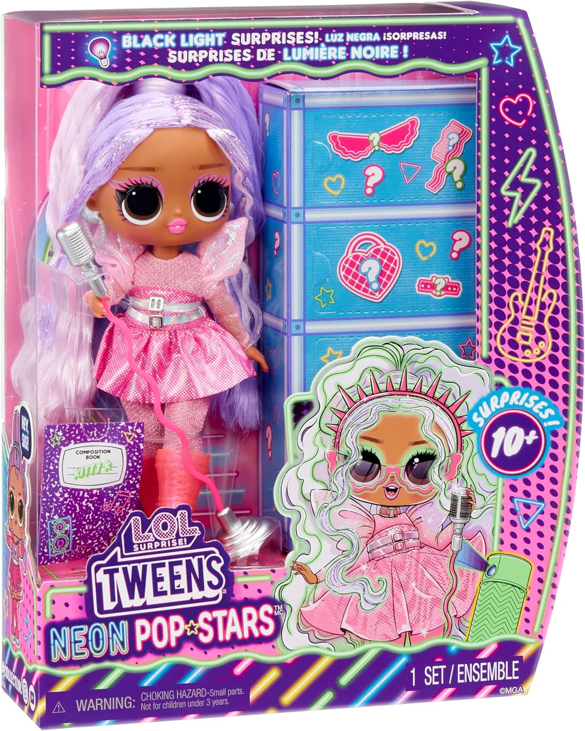 L.O.L. Surprendre! Tweens Neon Pop Stars - Kitty K - 1 poupée mannequin avec surprises rétro-éclairées et plus de 10 tenues et accessoires Pop Star, y compris des micro-bandes rétro, cadeau pour enfants 4+ Naty Shop Dolls