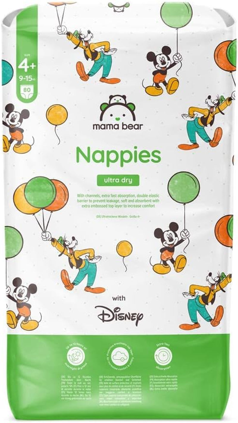 Marque Amazon : Mama Bear Disney Couches Ultra Dry, taille 3 (4-9 kg) – Boîte mensuelle, blanche, 172 pièces (2 paquets de 86)