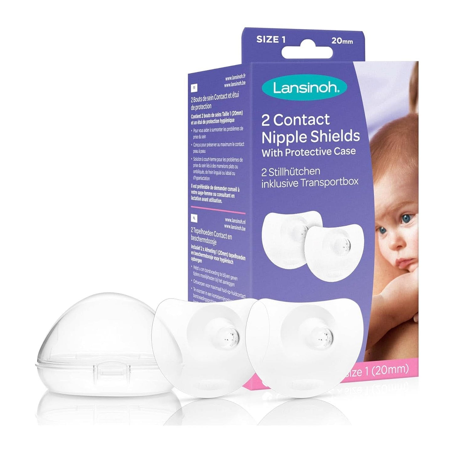 Lansinoh Stillhütchen 20 Mm (Größe 1), 2 Stück Inkl. Boîte de rangement - Angenehmes Tragegefühl - Trotz Anlegeschwierigkeiten Weiter Stillen Accessoires Alimentation et Allaitement Bebe Naty Shop