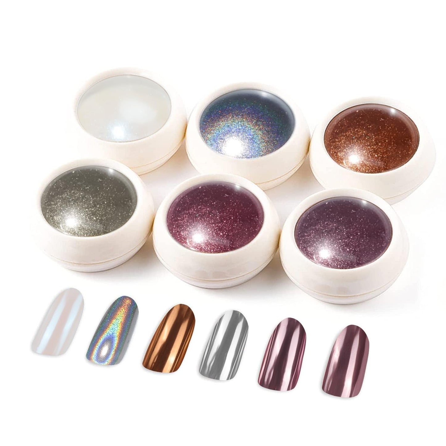 BISHENGYF Rose Gold Chrome Nail PowderNouvelle mise à niveau Grosse Kapazitä Chrom PulverSuper-Spiegeleffekt Metall Mirror Chrome Powder – Neon Glassy Pearl Effect Glitter Nail Art Pulver pour DIY Salon