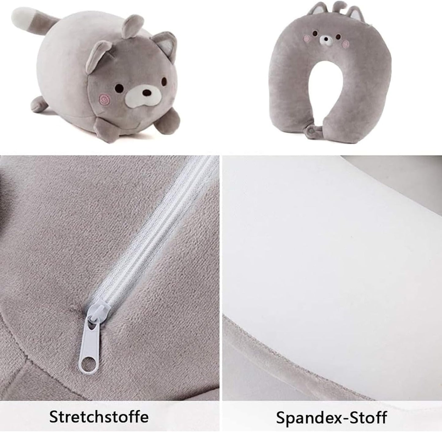 Oreiller cervical 2 en 1 Oreiller cervical en forme de U Oreiller appui-tête Oreiller de soutien du cou Oreiller de soutien du cou Déformation de l'oreiller cervical pour animaux en peluche Pour le camping Randonnée Voiture Avion Oreillers orthopédiques cervicaux Naty Shop