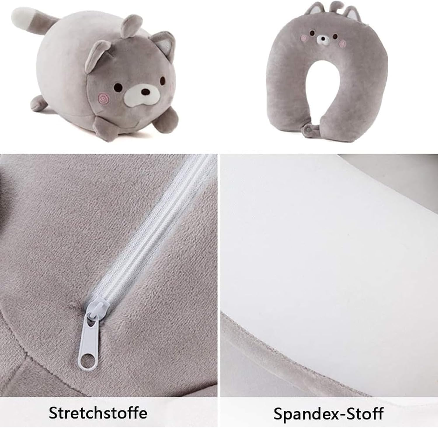 Oreiller cervical 2 en 1 Oreiller cervical en forme de U Oreiller appui-tête Oreiller de soutien du cou Oreiller de soutien du cou Déformation de l'oreiller cervical pour animaux en peluche Pour le camping Randonnée Voiture Avion Oreillers orthopédiques cervicaux Naty Shop