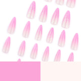 Mouyouglow longs ongles Stiletto laiteux blanc dégradé rose paillettes Cool faux ongles avec colle rose Ombre paillettes ongles artificiels