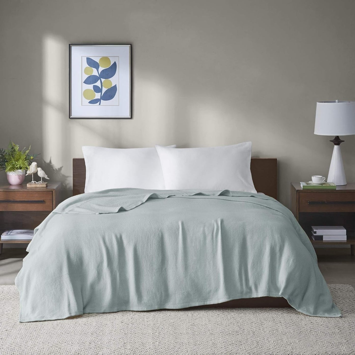 Madison Park Freshspun Wicker Couverture en coton pour lit double Gris et couettes Madison Park Twin Bleu
