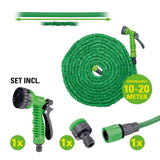 Tuyau d'arrosage flexible Kinzo 20 m - incl. Accessoire de tuyau - Tuyau flexible avec tête de pulvérisation avec 7 positions de pulvérisation - Plastique - Vert/Gris