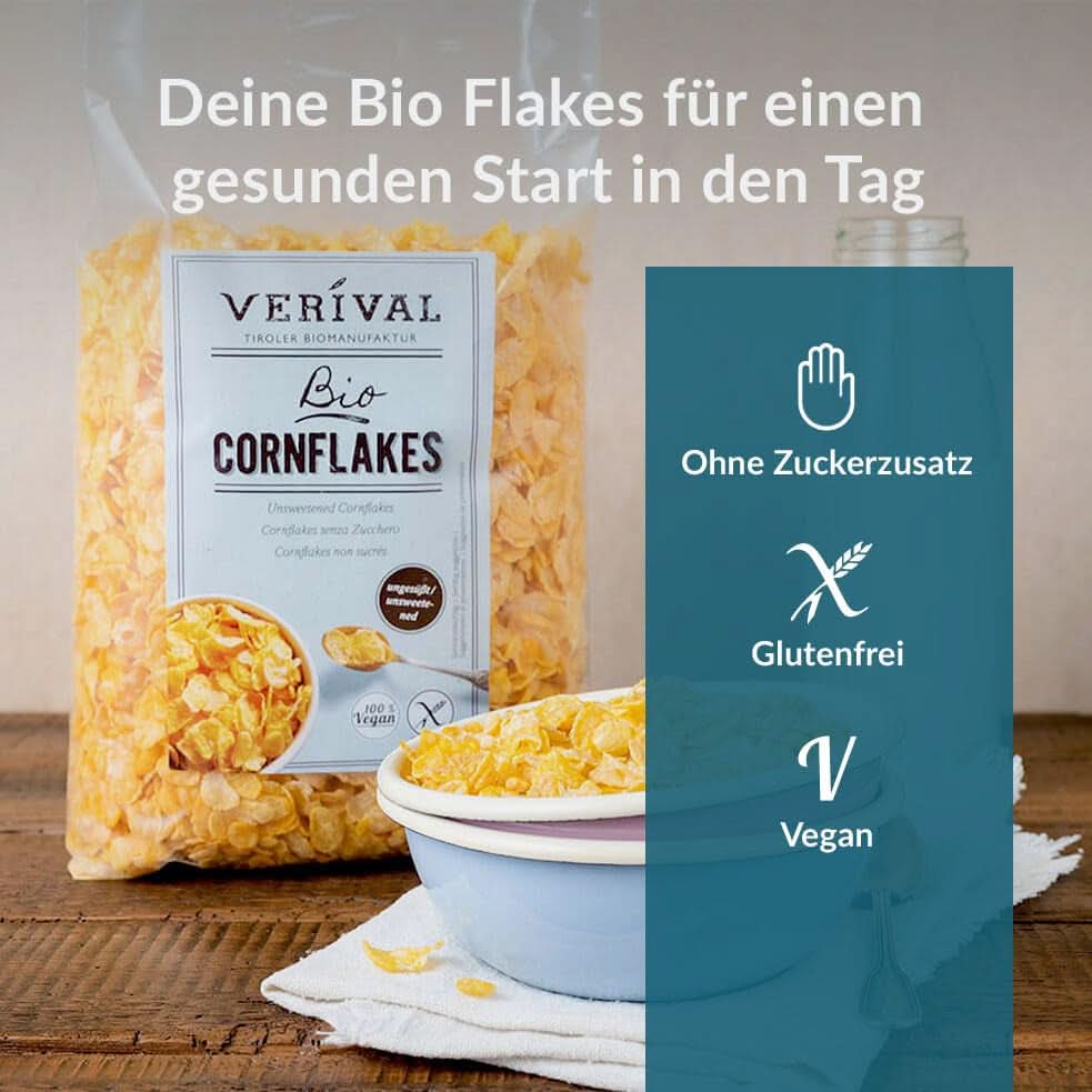 Verival Cornflakes non sucrés, paquet 6 x 250 grammes Cereale Naty Shop
