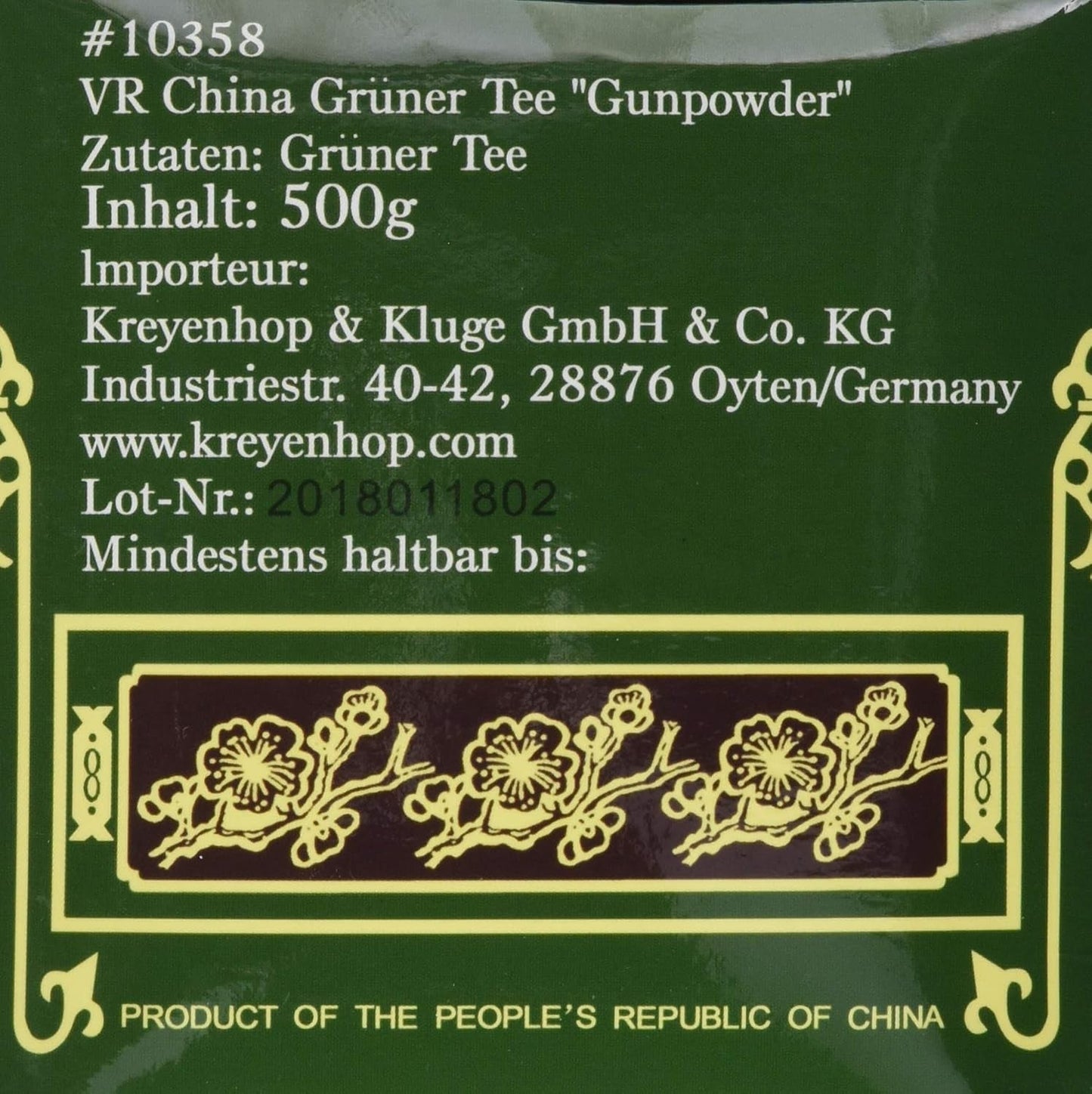 Thé vert, Gunpowder, Geroll (1 sachet de 500 g)