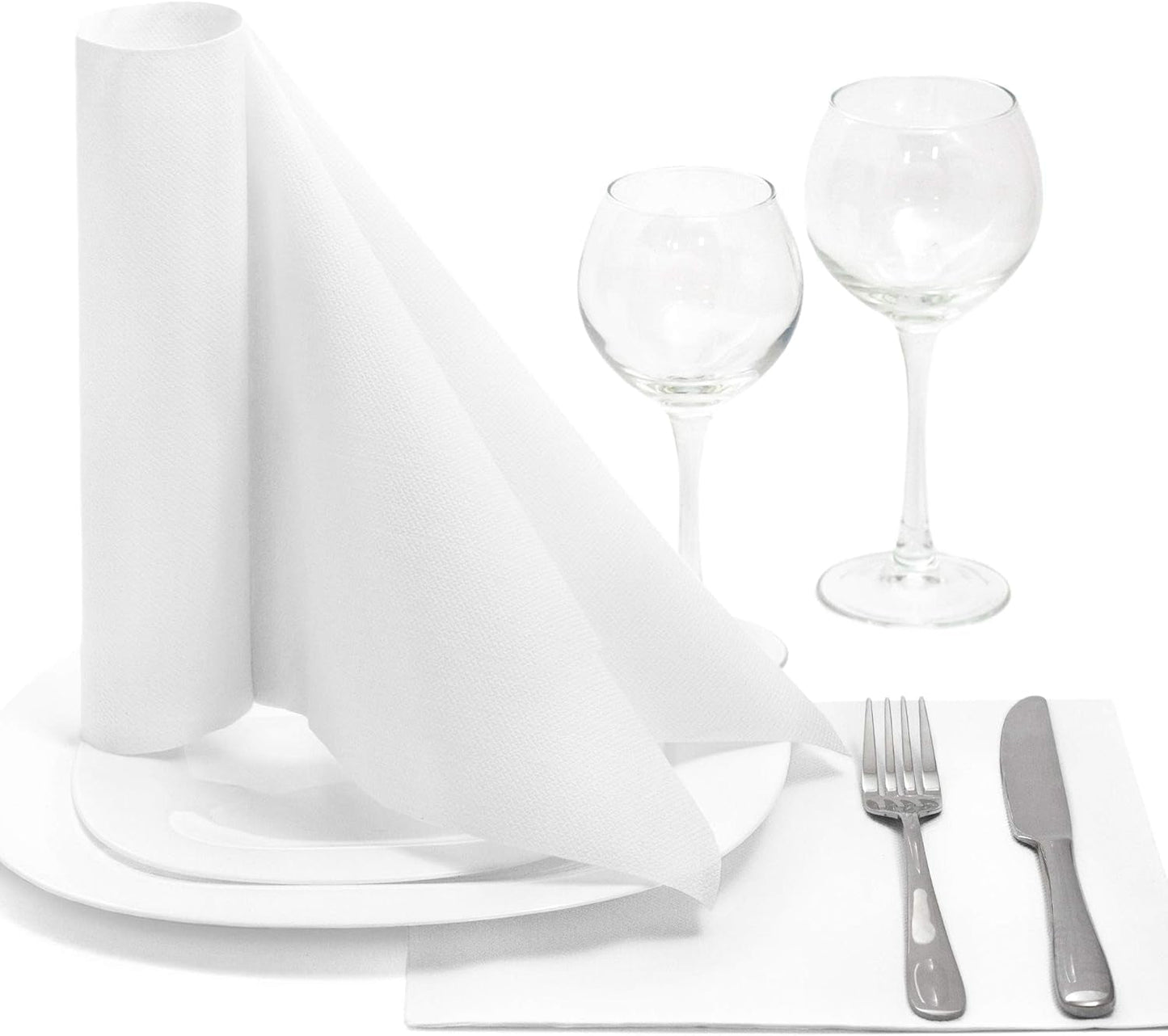 Papstar, 50 serviettes "Collection ROYAL" pli 1/4 48 cm x 48 cm blanc, #11577