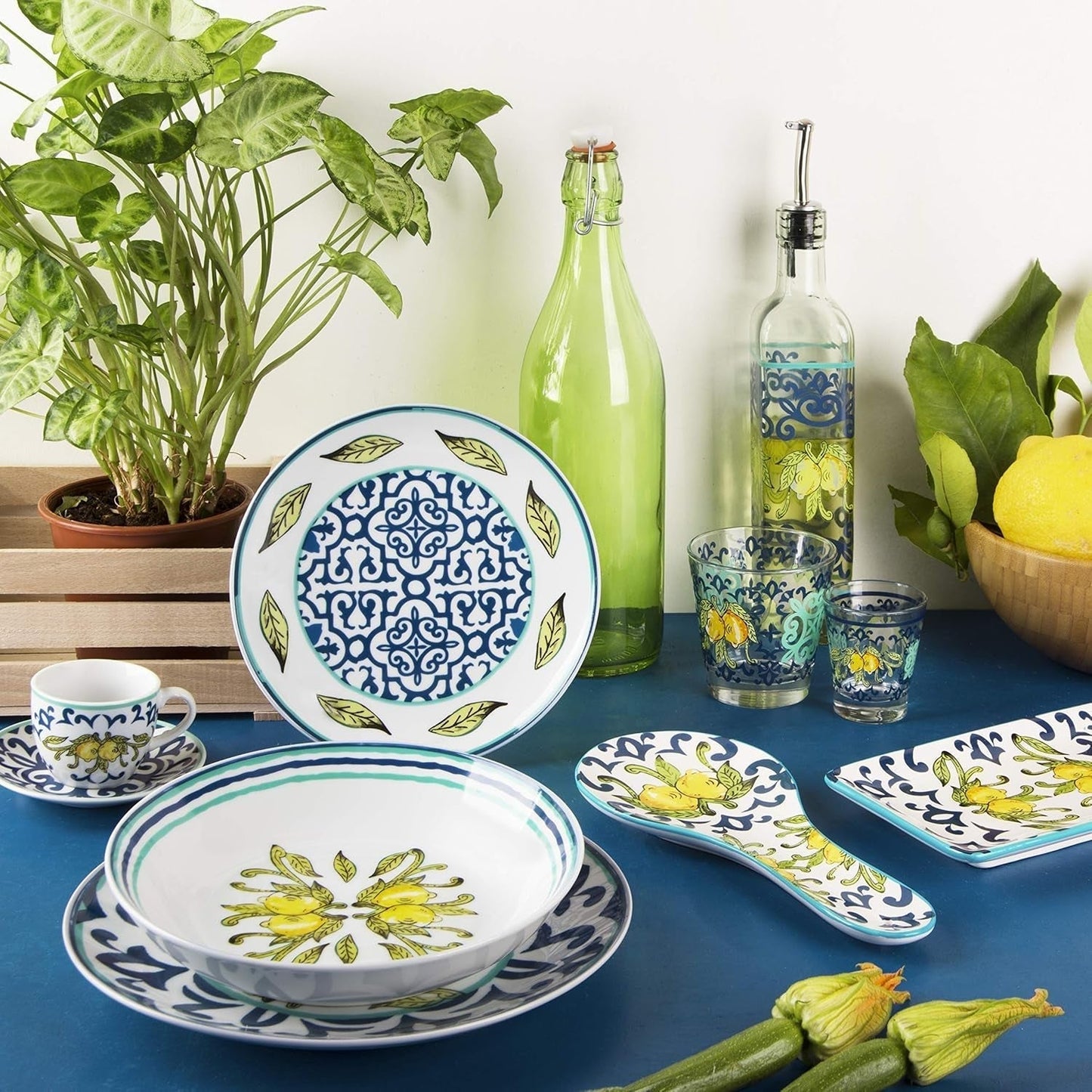 Excelsa Amalfi Tellerservice 18 Stück, Porzellan Naty Shop
