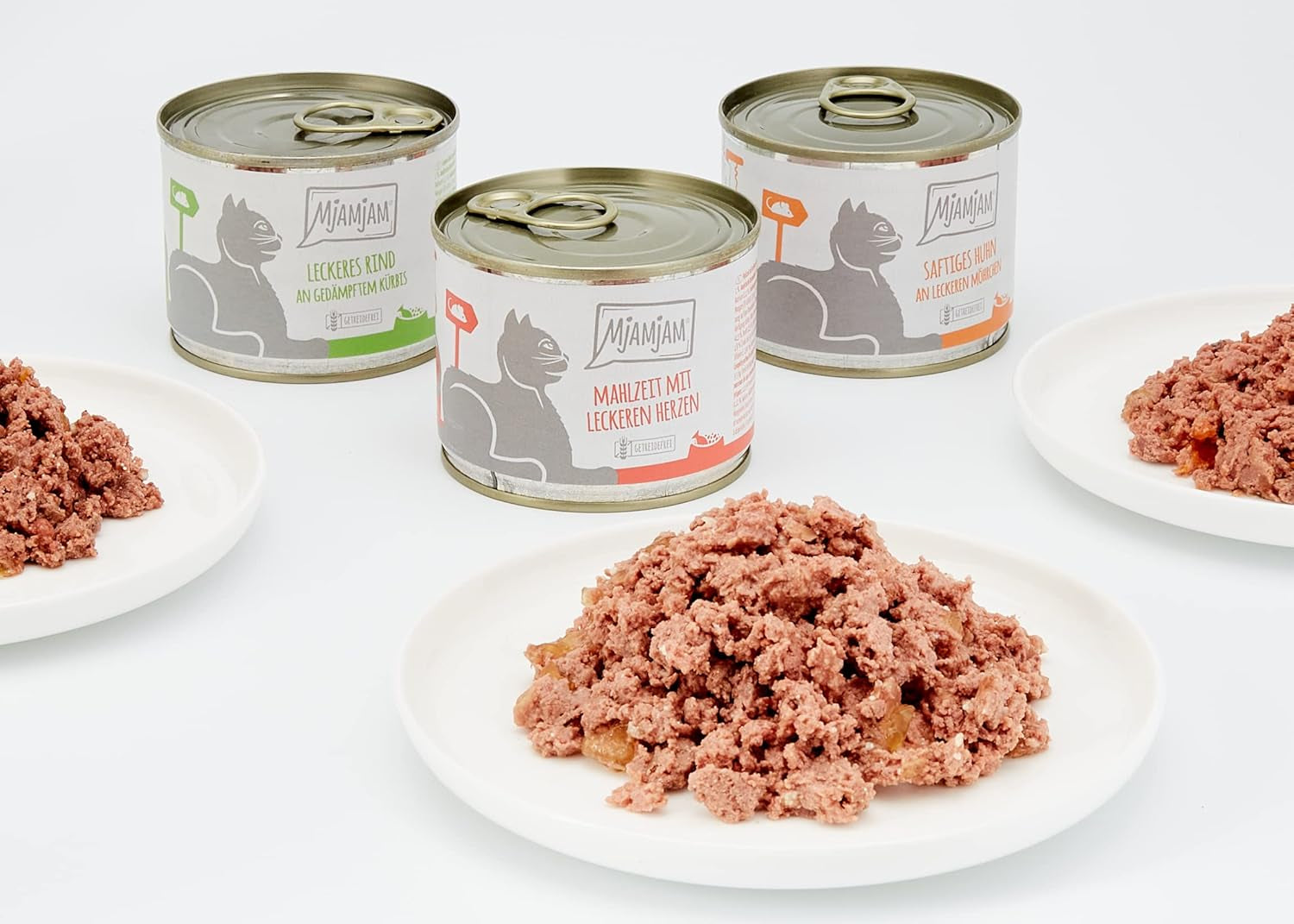 MjAMjAM - Nourriture humide de qualité supérieure pour chats - Pack mixte I - Poulet, bœuf, cœurs, paquet de 6 (6 x 200 g), sans céréales avec viande supplémentaire
