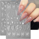 Autocollants d'ongles 3D métallisés Schwarz Schmetterling - Autocollants d'ongles Aurora rose laser - Autocollants d'art d'ongles papillon punk - Autocollants d'ongles argentés - Nageldesign Zubehör