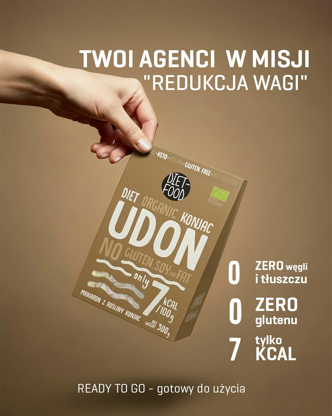 Nouilles de Konjac Udon Shirataki Bio 385g - Faibles calories, sans gluten, végétaliennes - à base de racine de konjac, riche en fibres DIET-FOOD