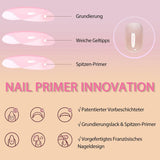 Lot de faux ongles – 240 pièces courtes et carrées, modèle en gel souple, dégradé de blanc nu, colle naturelle sur faux ongles pour femme, à faire soi-même (dégradé nu, 240X)