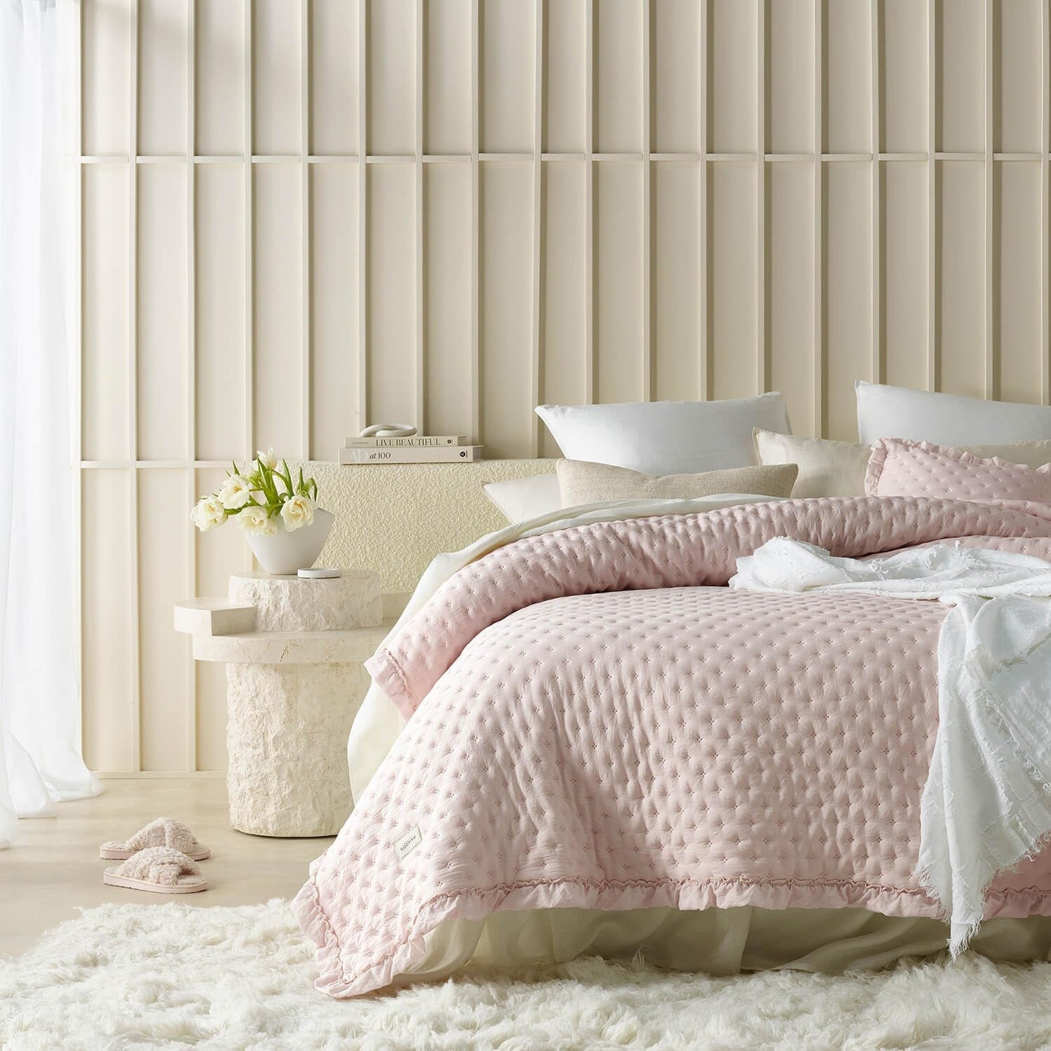 Molly Couvre-lit élégant en rose poudré 170 x 210 cm Couvre-lit polyvalent comme couvre-lit ou jeté de canapé pour lit et canapé Style couverture Idéal comme couvre-lit Lits et couvertures Besuche den ROOM99-Store