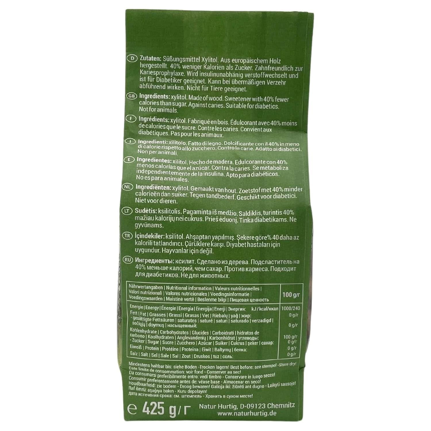 Sucre de bouleau, 425 grammes Édulcorants Naty Shop