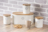 , Corbeille à pain "Living" en inox, couleur crème, avec couvercle en bambou, crème Boîtes de conservation Naty Shop