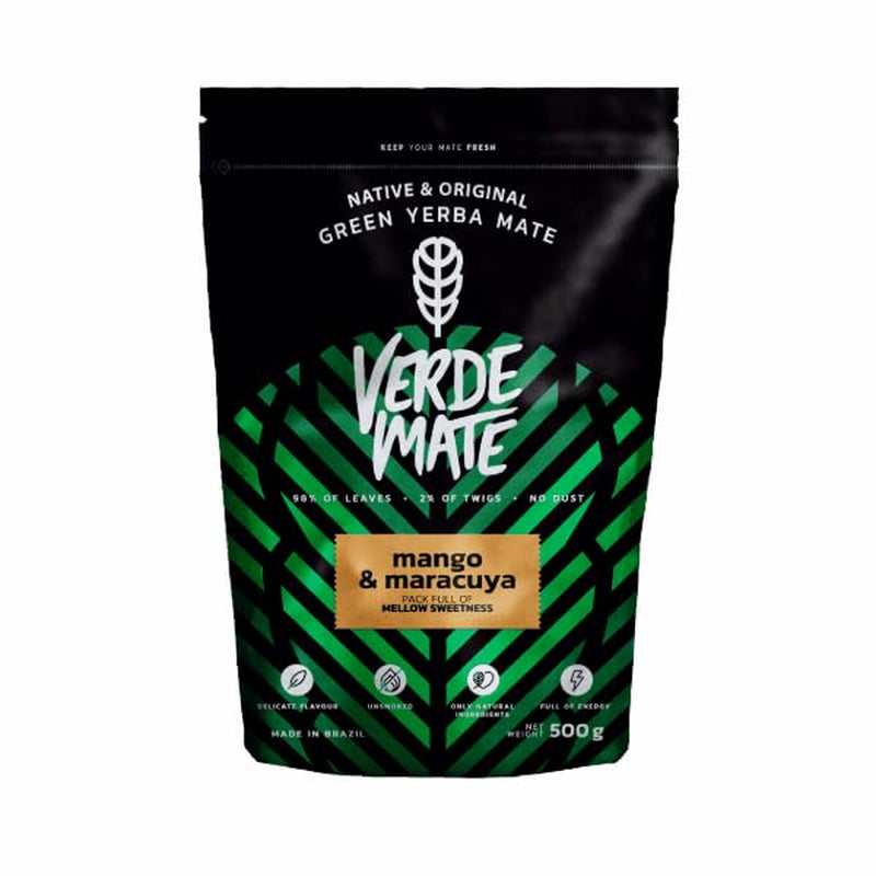 Green Mate Mangue Verte & Maracuya 0.5Kg | Thé aux fruits maté | Le goût exotique du thé Maté Le pouvoir du rafraîchissement | Stimulation naturelle | Thé Maté du Brésil | 500g