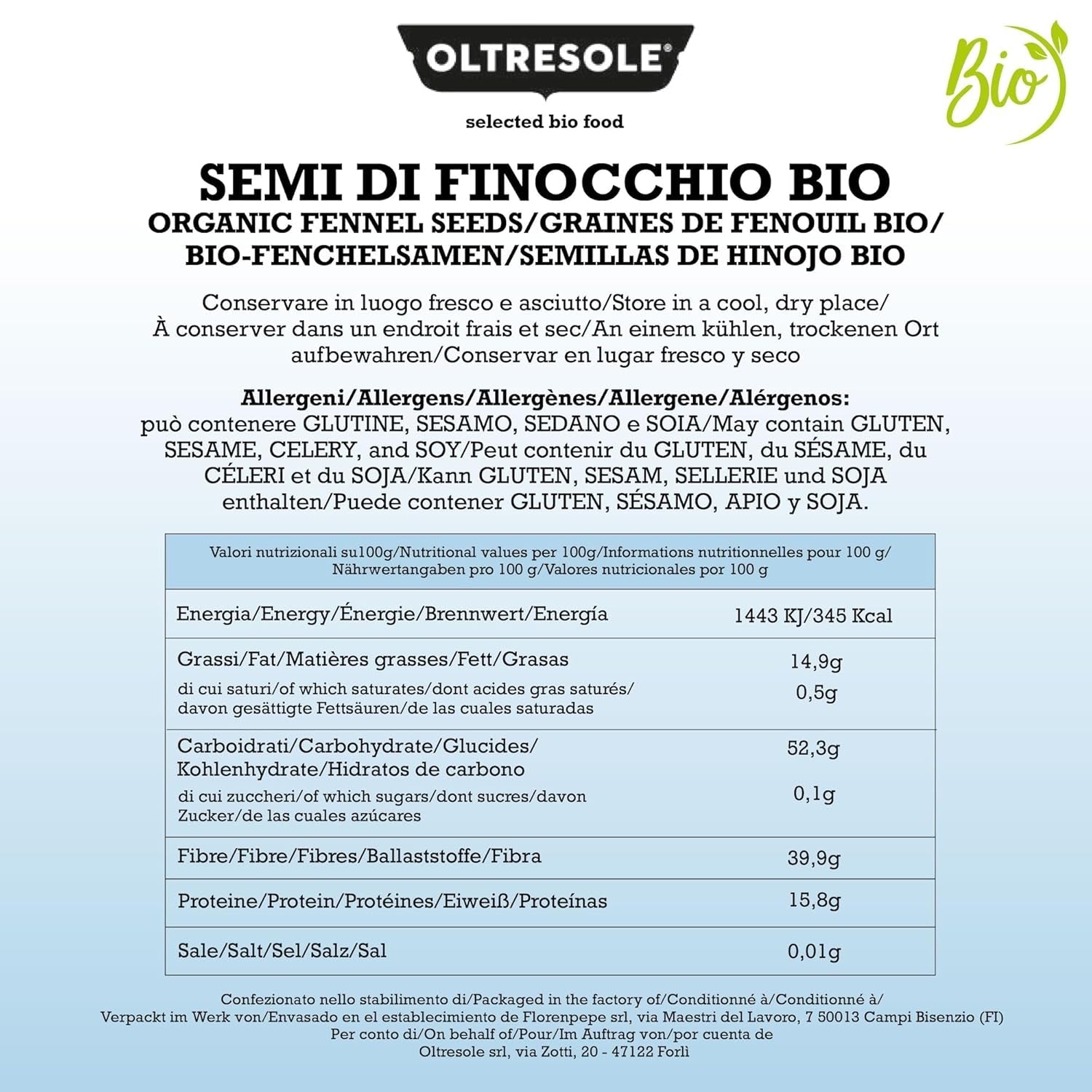 Graines de fenouil biologiques 3 kg Graines entières biologiques idéales pour les tisanes digestives et les recettes parfaites pour la pâtisserie Taille pratique