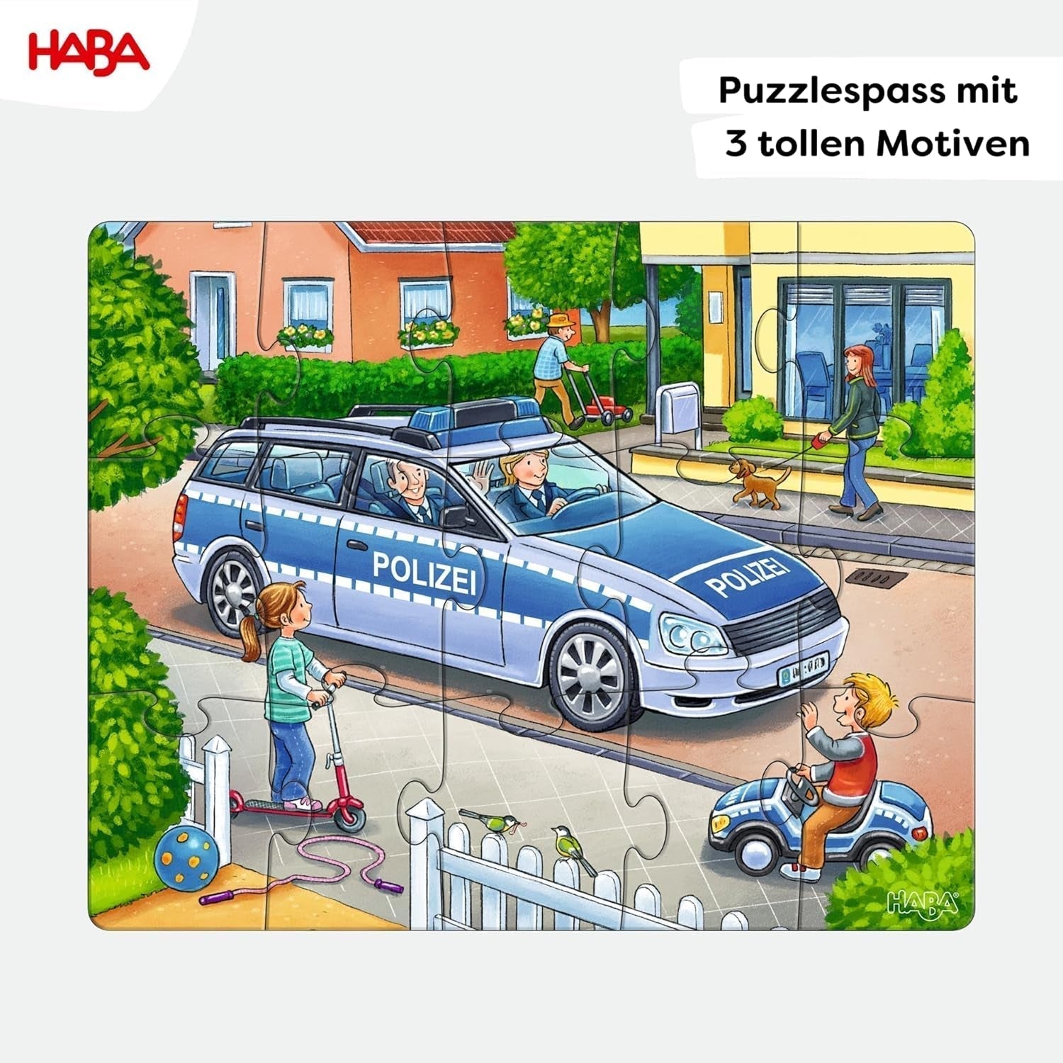 HABA Puzzle Pompiers - Ensemble de 3 pièces pour enfants à partir de 3 ans Puzzle en carton Police et Ambulance - Favorise la motricité fine et la concentration - 1302759001 Puzzle Naty Shop